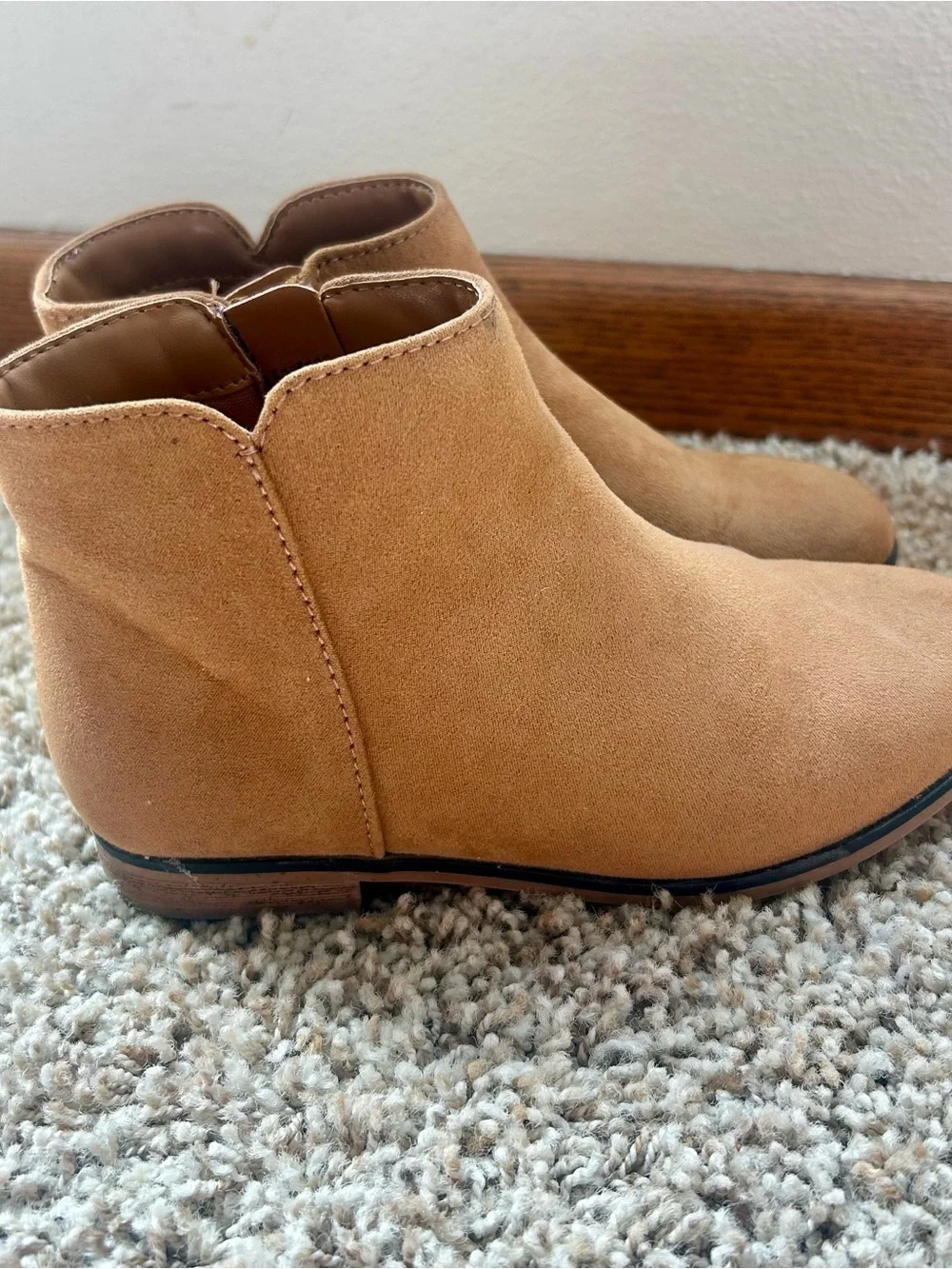 Cat & Jack Toddler Tan Suede Ankle Boots, 12T